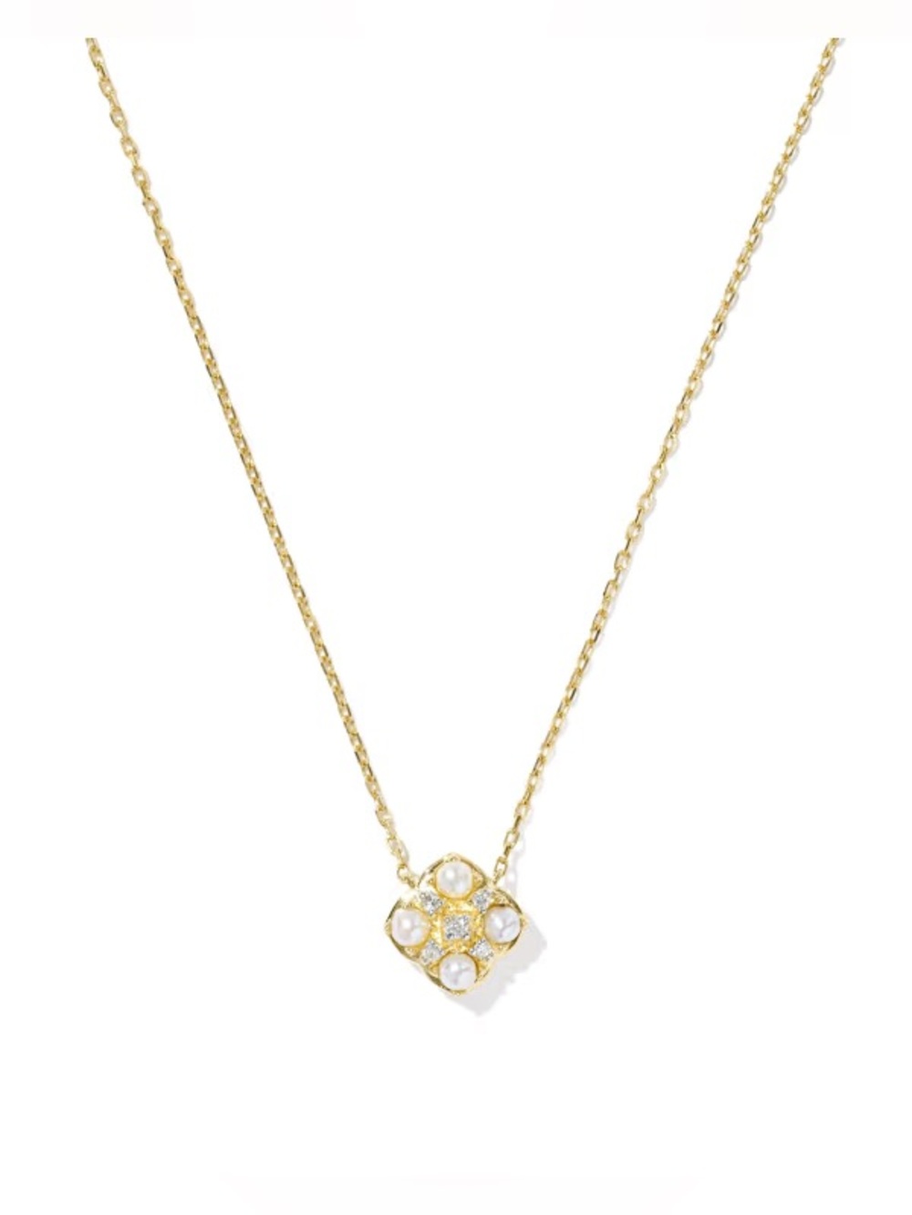 Kendra Scott Dira Stone Gold Short Pendant Necklace in Ivory Mother-of-Pearl Mix
